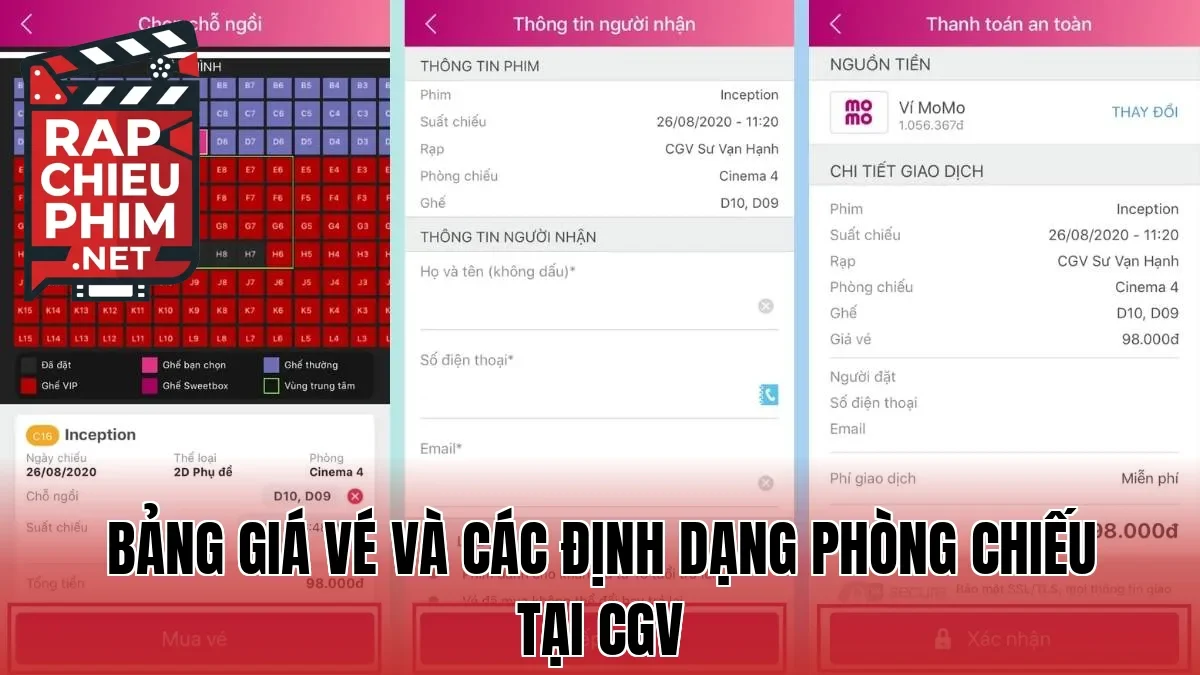 Bảng giá vé và các định dạng phòng chiếu tại CGV